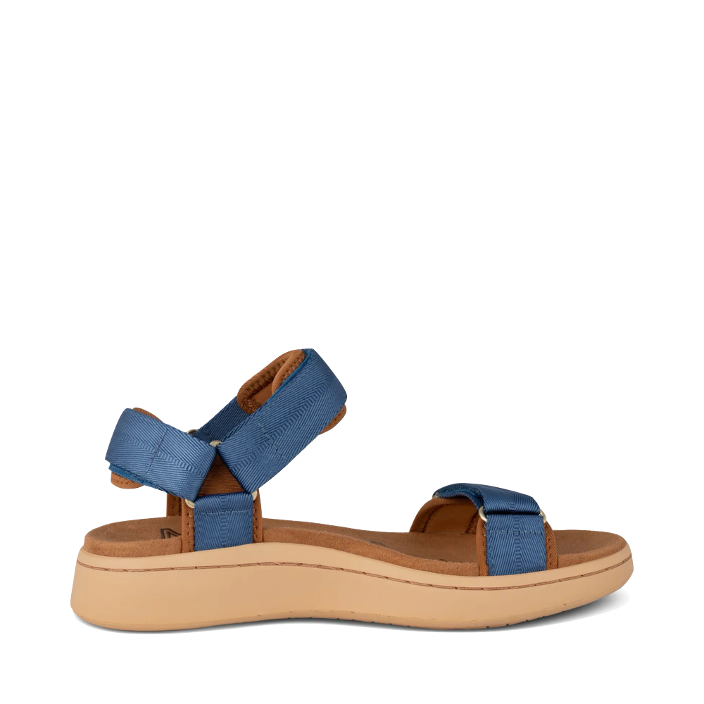 Side (right) view of Woden Line Strap Sandal for women.