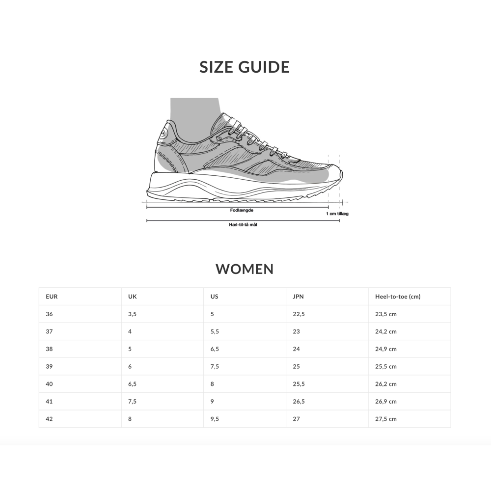 Woden sizing chart.