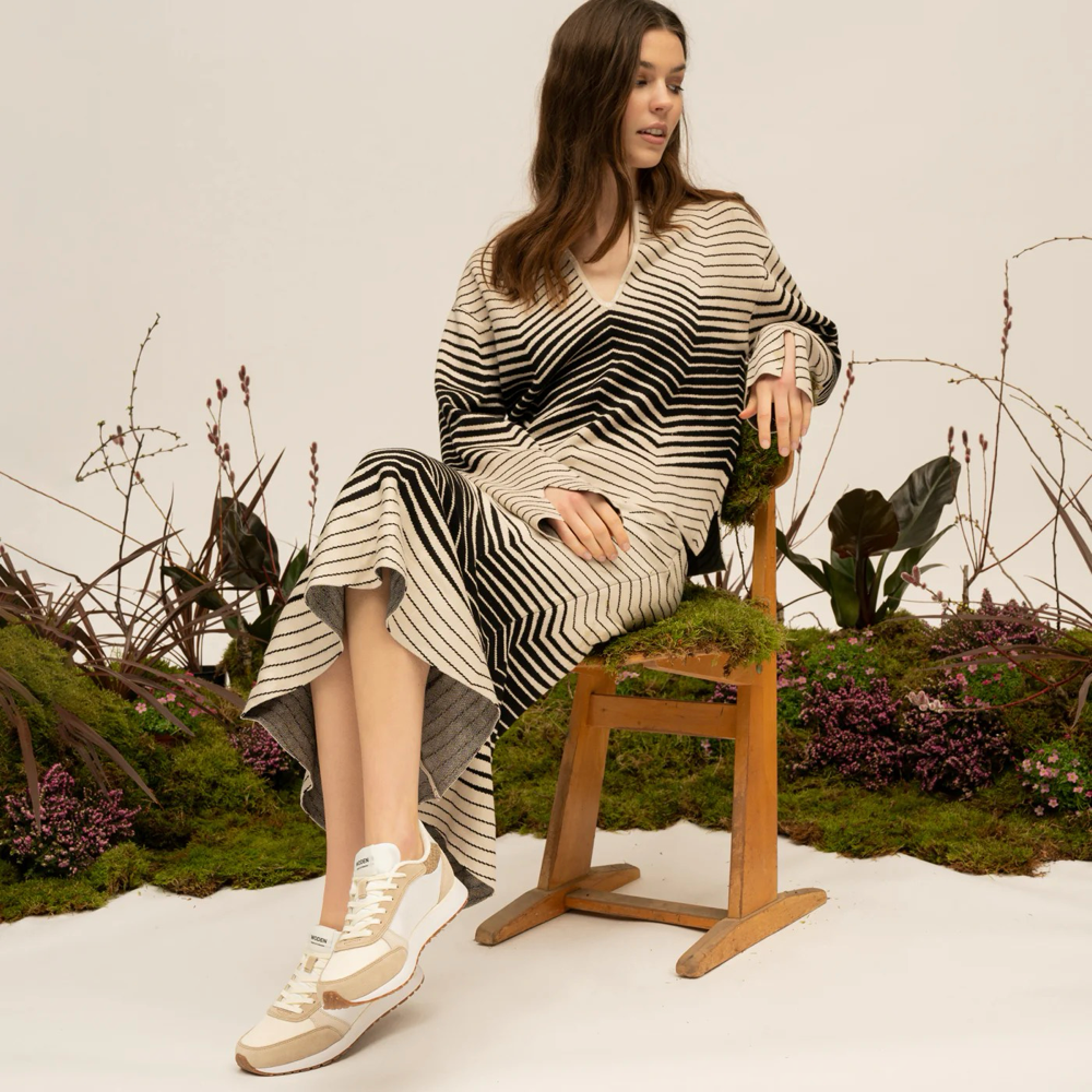 Model view of Wood Ronja Sneaker for women.