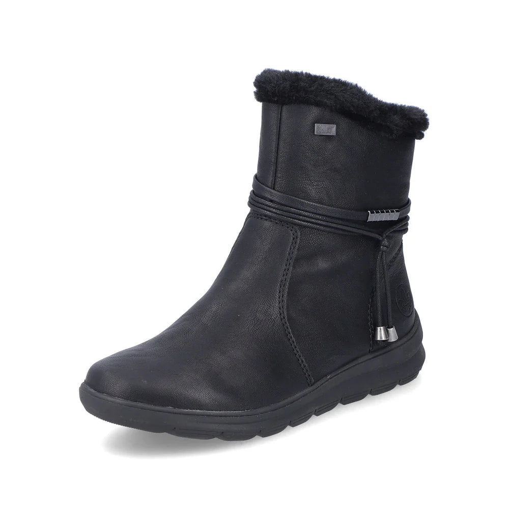 Rieker Women's Berta 70 Side Zip Waterproof Boot in Black