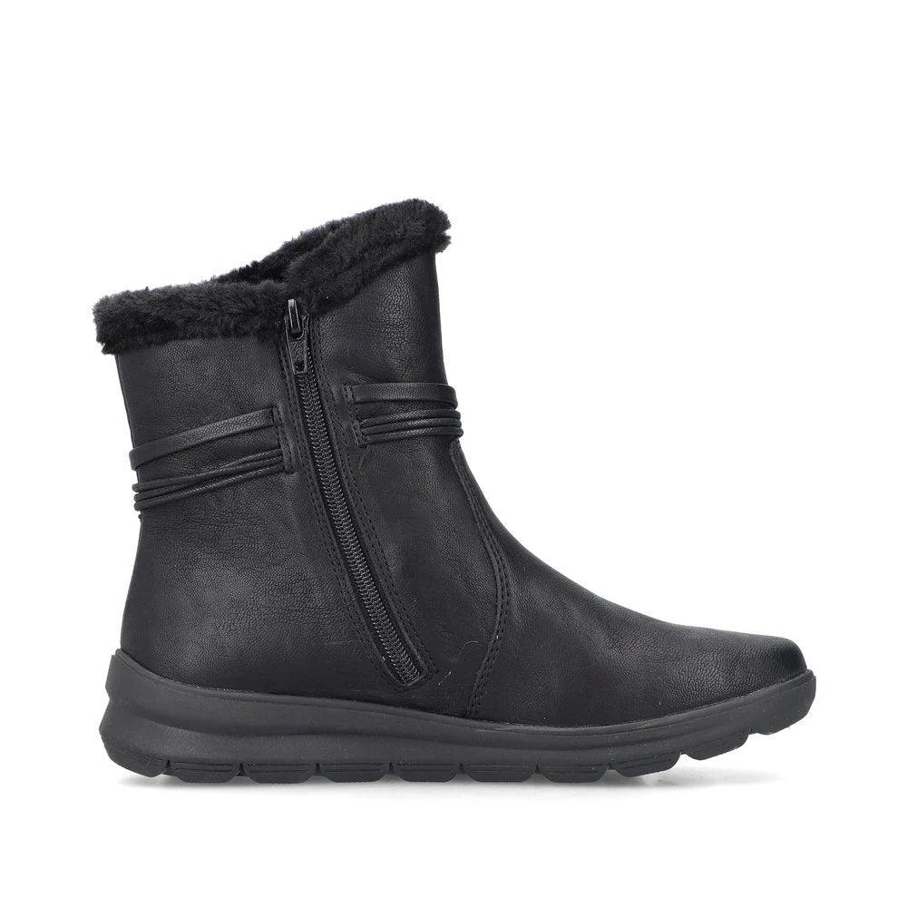 Rieker Women's Berta 70 Side Zip Waterproof Boot in Black