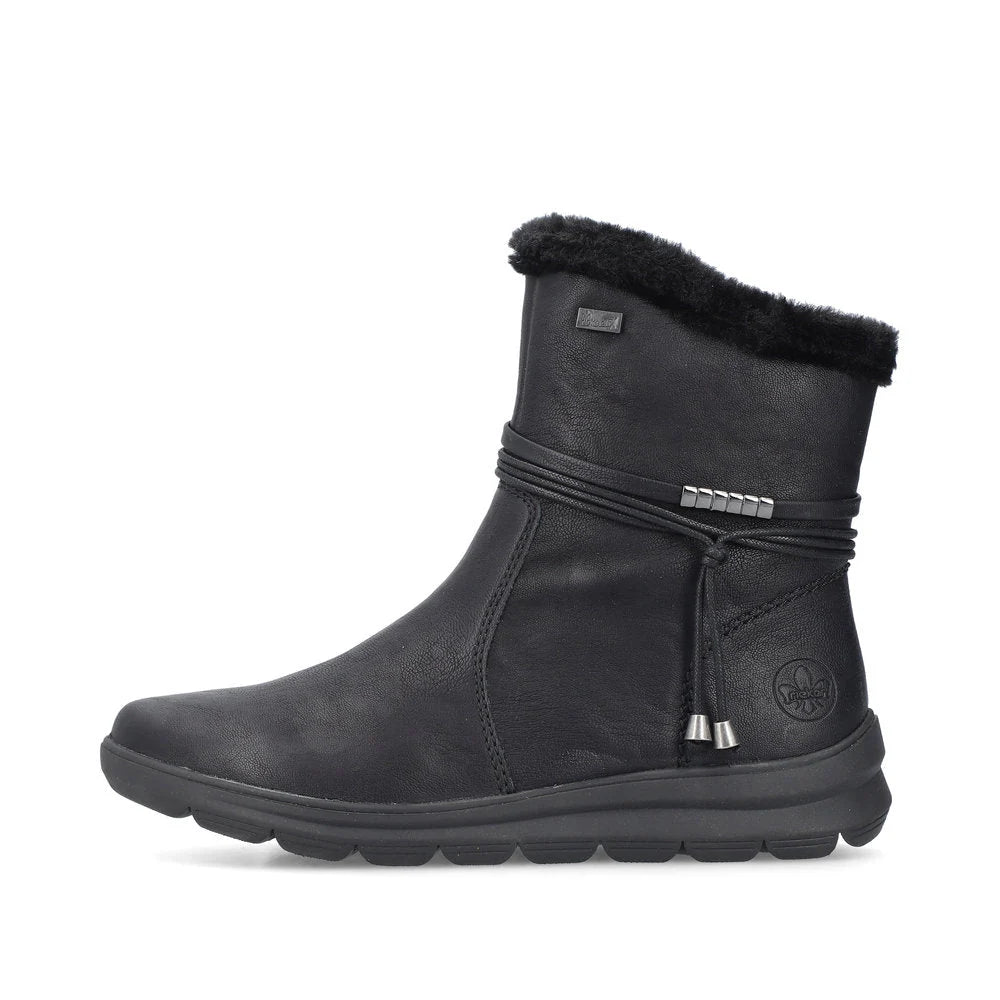 Rieker Women's Berta 70 Side Zip Waterproof Boot in Black