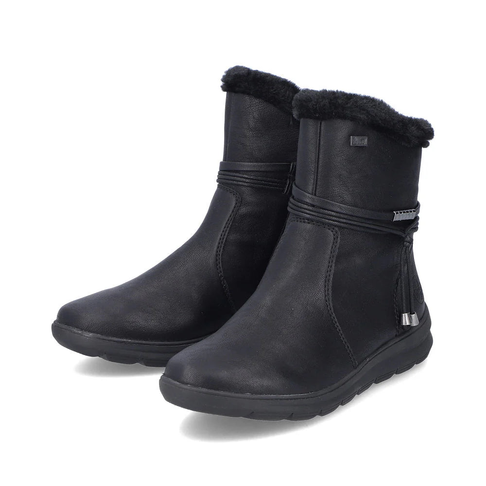 Rieker Women's Berta 70 Side Zip Waterproof Boot in Black