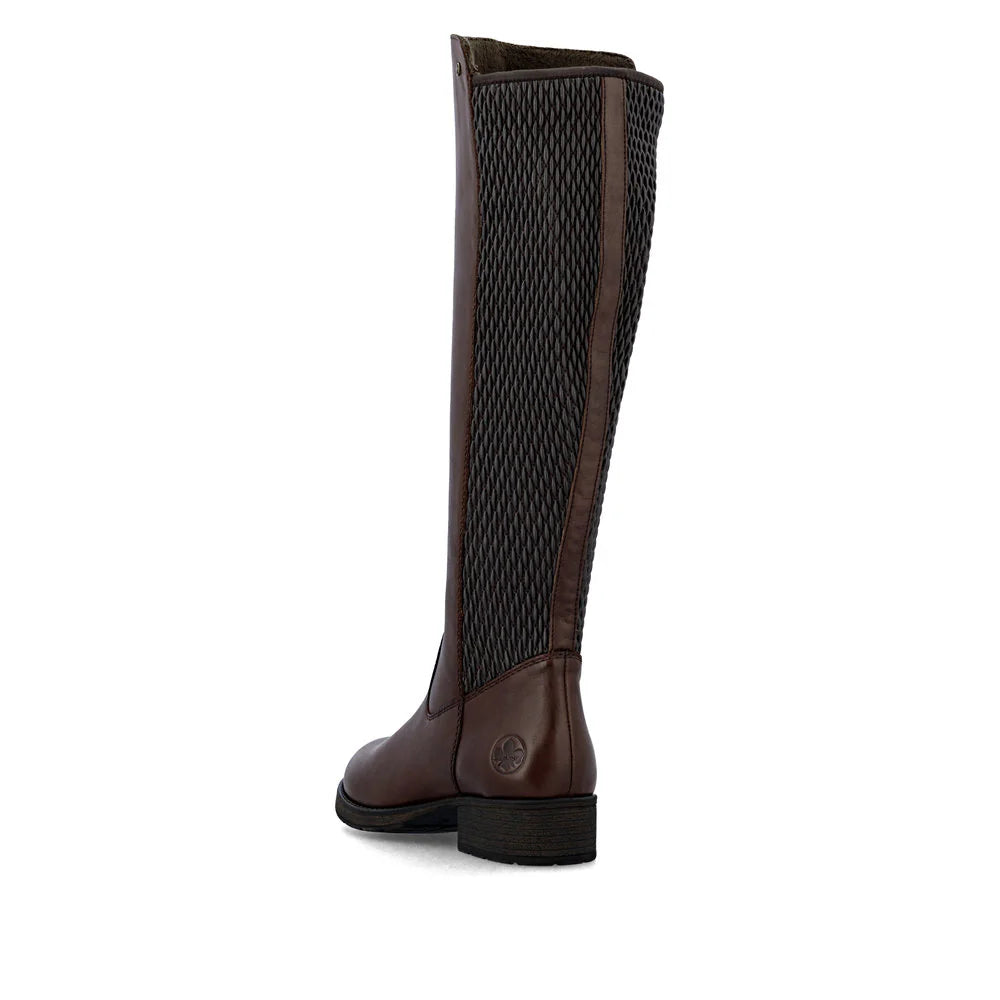 Rieker Women's Faith 91 Tall Side Zip Leather Boot in Brown