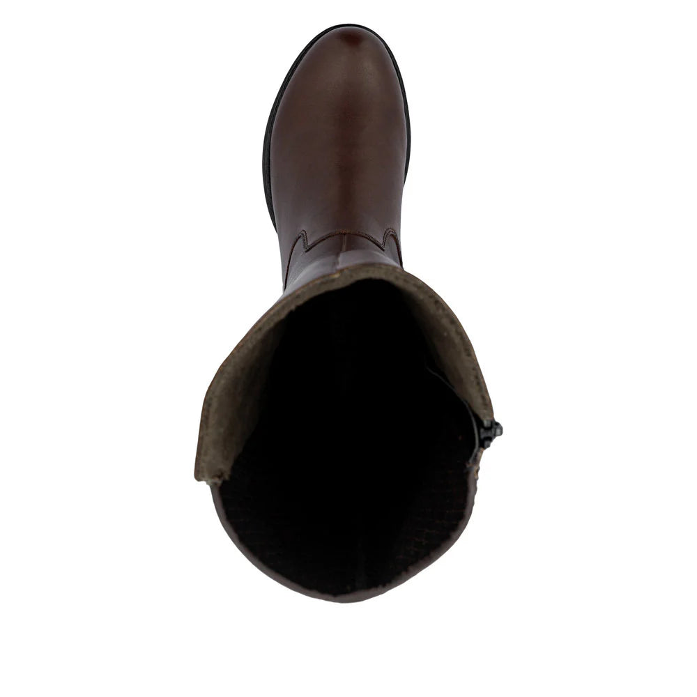 Rieker Women's Faith 91 Tall Side Zip Leather Boot in Brown