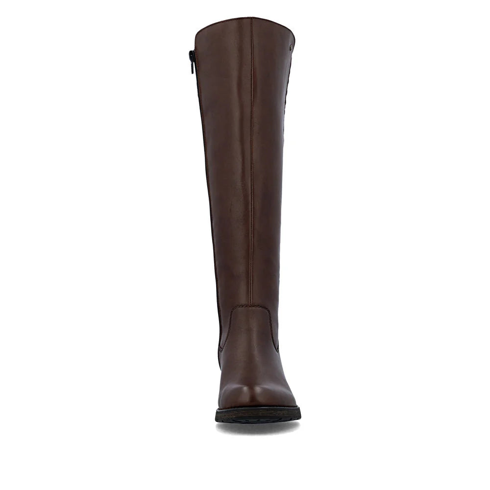 Rieker Women's Faith 91 Tall Side Zip Leather Boot in Brown