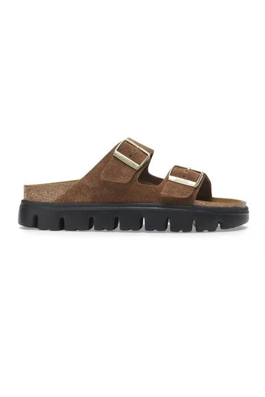Birkenstock Women's Arizona Chunky Two Strap Sandal in Dark Tea/Black