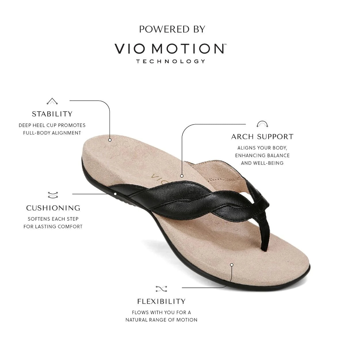 Vionic Women's Bella Braid Toe Thong Flip Sandal in White