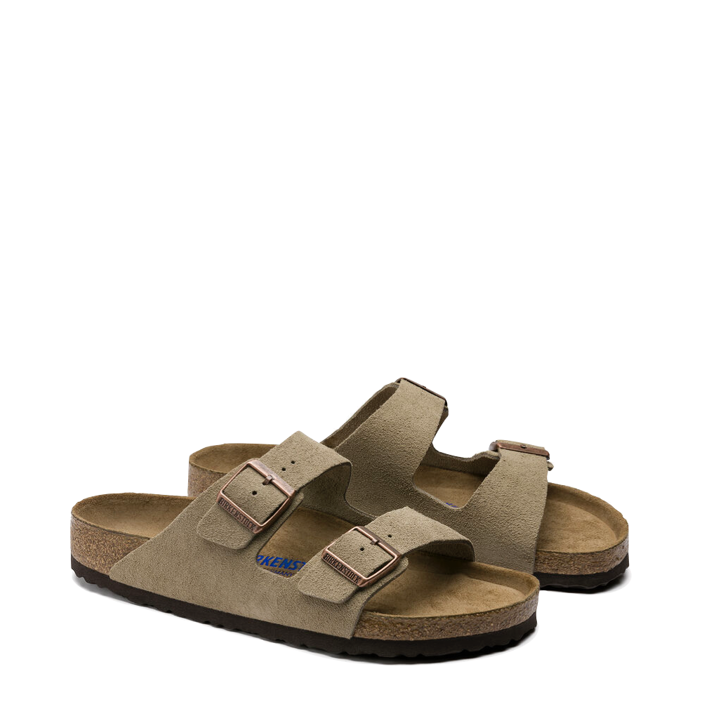 Toe view of Birkenstock Arizona Suede Soft Footbed Sandal for unisex.