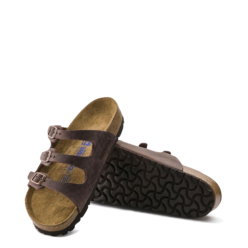 Side and bottom view of Birkenstock Florida Soft Footbed Leather Sandal for women.