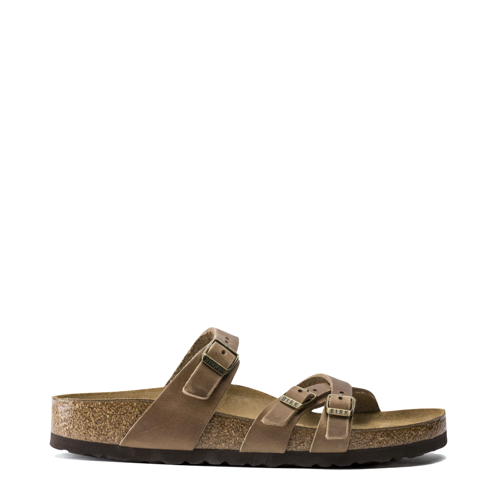 Side (right) view of Birkenstock Franca Oiled Leather Sandal for women.