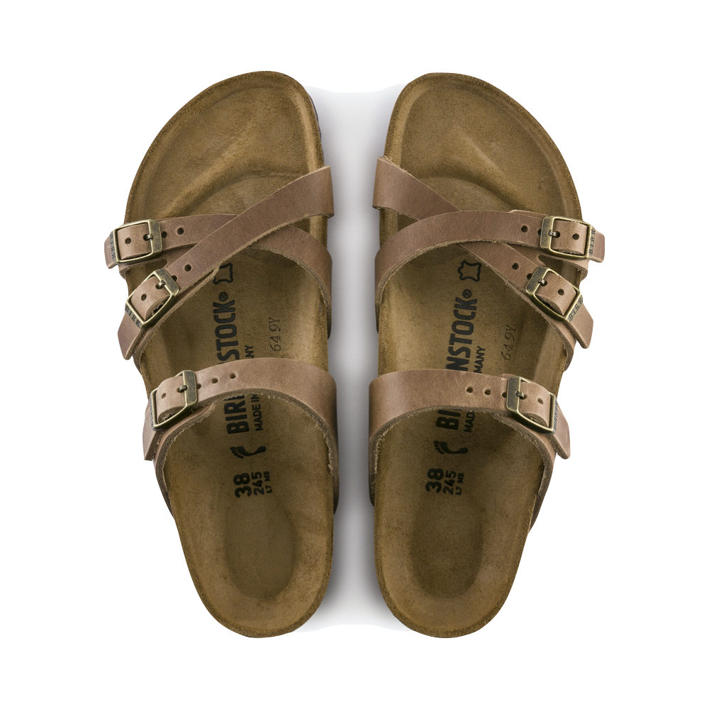 Top-down view of Birkenstock Franca Oiled Leather Sandal for women.