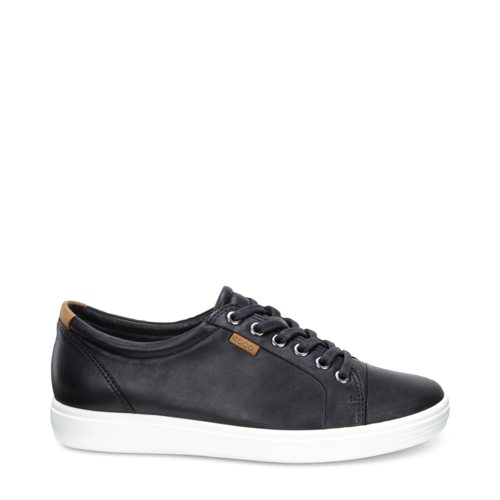 Ecco Women's Soft 7 Leather Lace Sneaker in Black