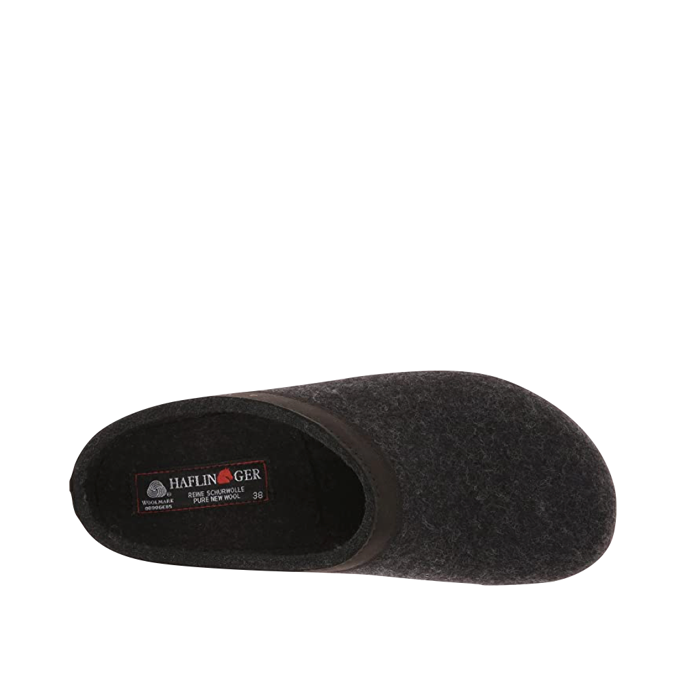 Top-down view of Haflinger Grizzly Wool Clog for unisex.