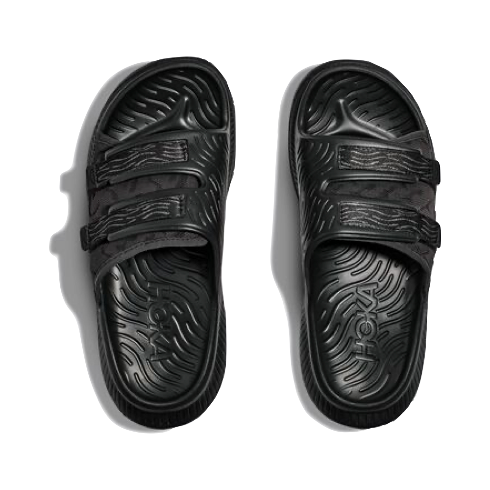 Hoka Ora Luxe Recovery Slide Sandal in Black/Black