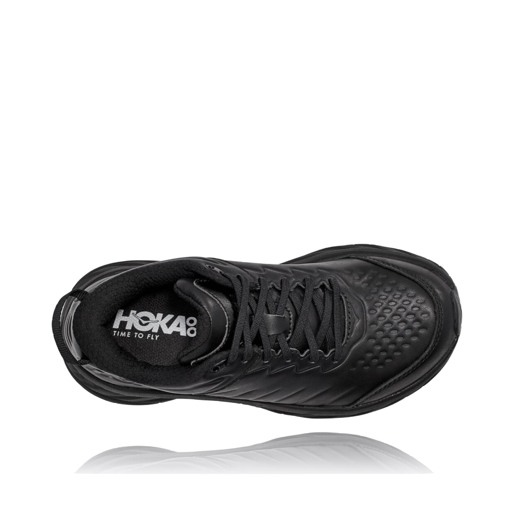 Top-down view of Hoka Bondi SR Water Resistant Slip Resistant Leather Sneaker for women.