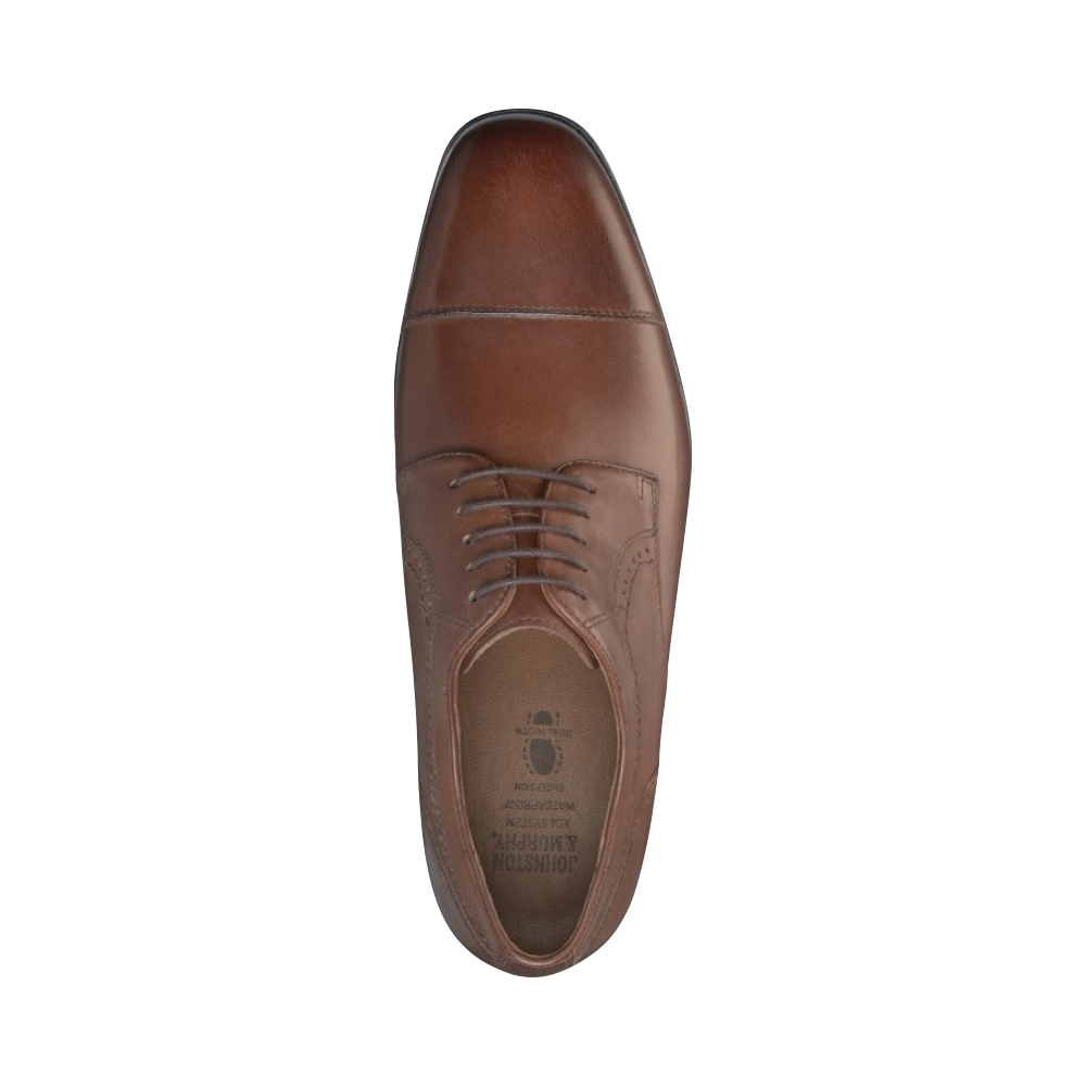 Top-down view of Johnston & Murphy Branning Cap Toe Waterproof Oxford for men.