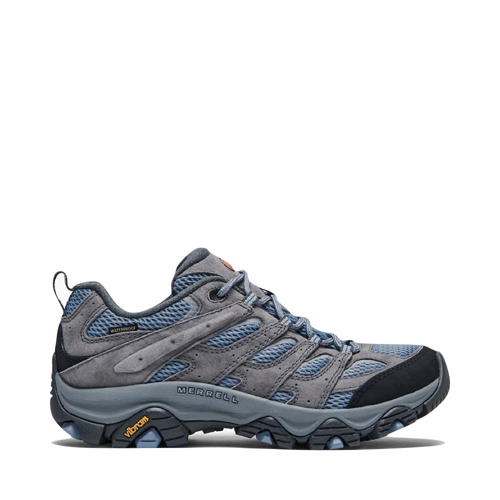 Merrell Women s Moab 3 Low Waterproof Hiking Shoe in Altitude Grey Blu V A Bootery INC