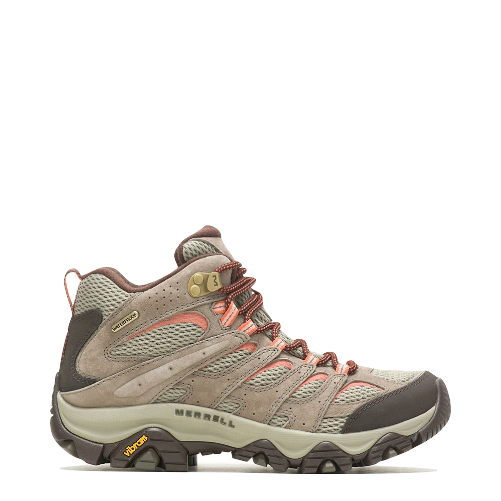 Side (right) view of Merrell Moab 3 Mid Waterproof Hiking Boots for women.