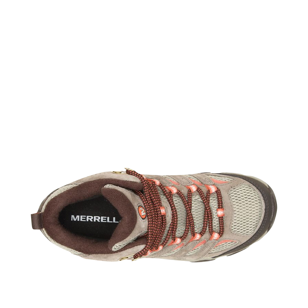 Top-down view of Merrell Moab 3 Mid Waterproof Hiking Boots for women.