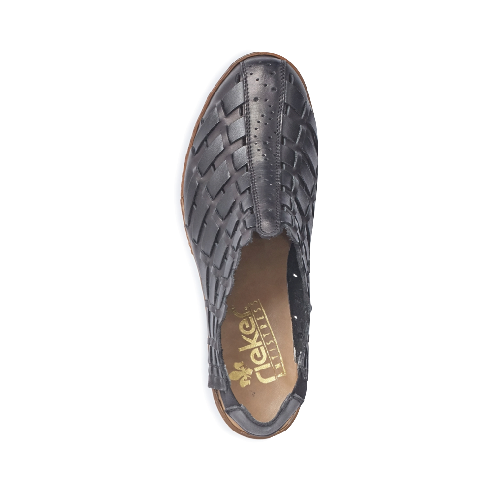 Top-down view of Rieker Sina 78 Woven Heeled Slingback for women.