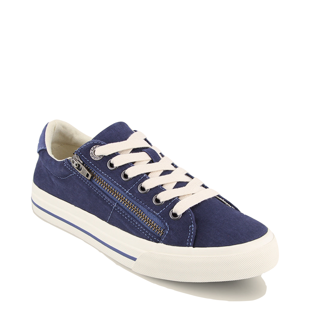 Taos Women s Z Soul Side Zip Canvas Lace Sneaker in Blue Indigo V A Bootery INC