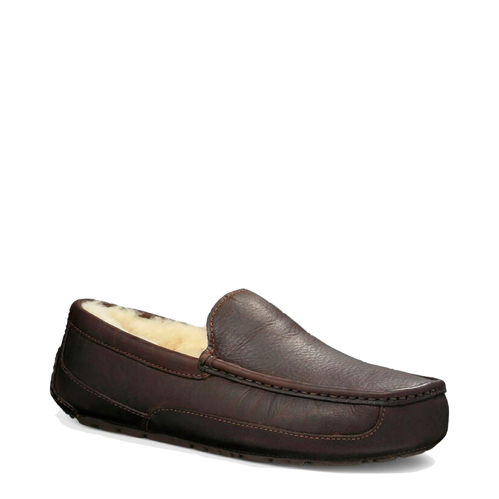 UGG Ascot Leather Moccasin Slipper in Dark Spice