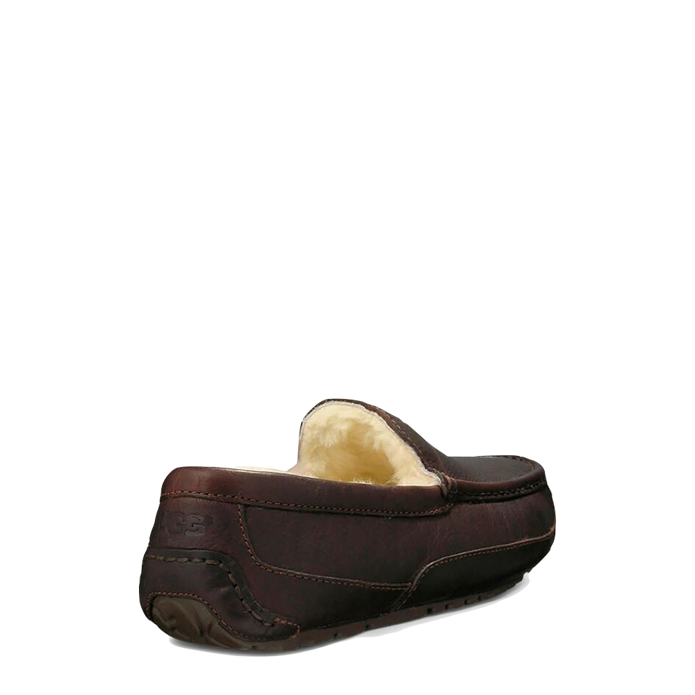 UGG Ascot Leather Moccasin Slipper in Dark Spice