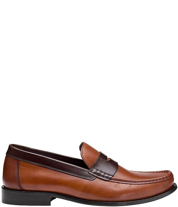 Johnston & Murphy Men's Humphrey Penny Loafer in Tan/Brown Full-Grain Leather