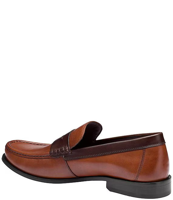 Johnston & Murphy Men's Humphrey Penny Loafer in Tan/Brown Full-Grain Leather