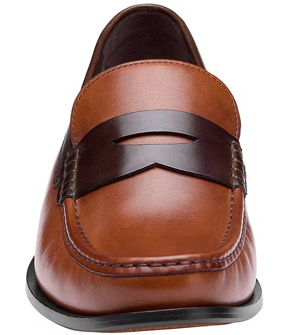 Johnston & Murphy Men's Humphrey Penny Loafer in Tan/Brown Full-Grain Leather