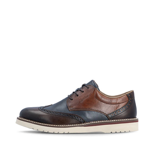 Rieker Men's Alan 04 Wing Tip Lace Shoe in Brown Multi Brasil/Pazific/Amaretto