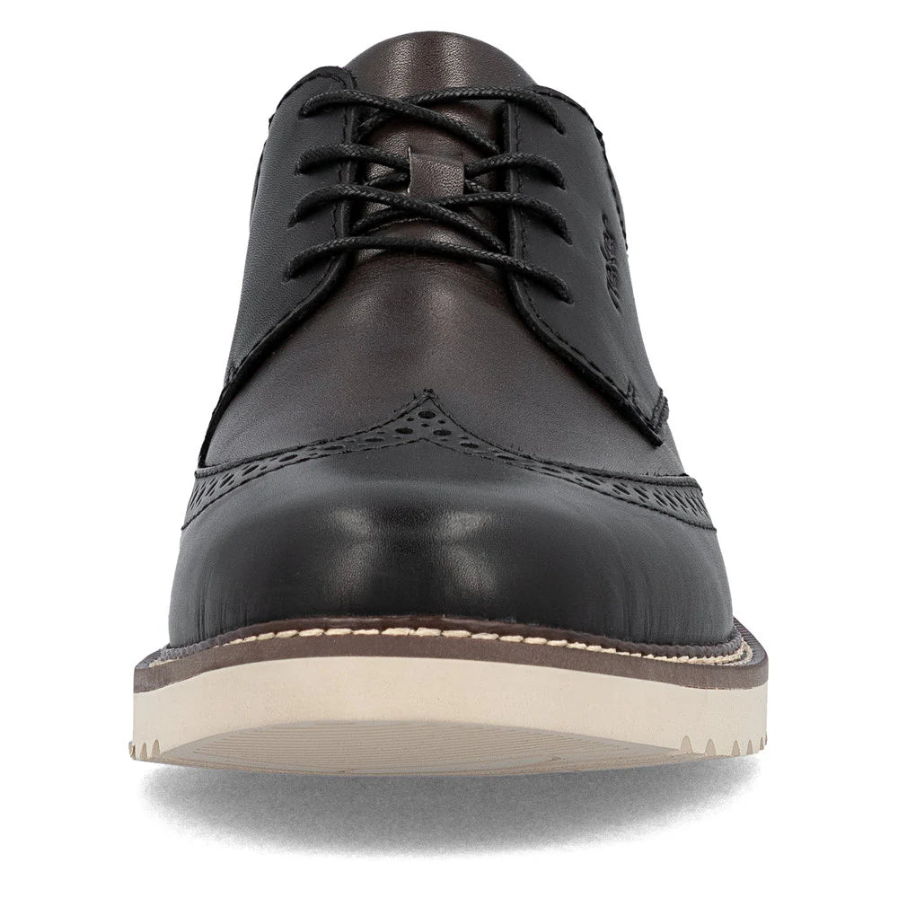 Rieker Men's Alan 04 Wing Tip Shoe in Nero/Blei Black