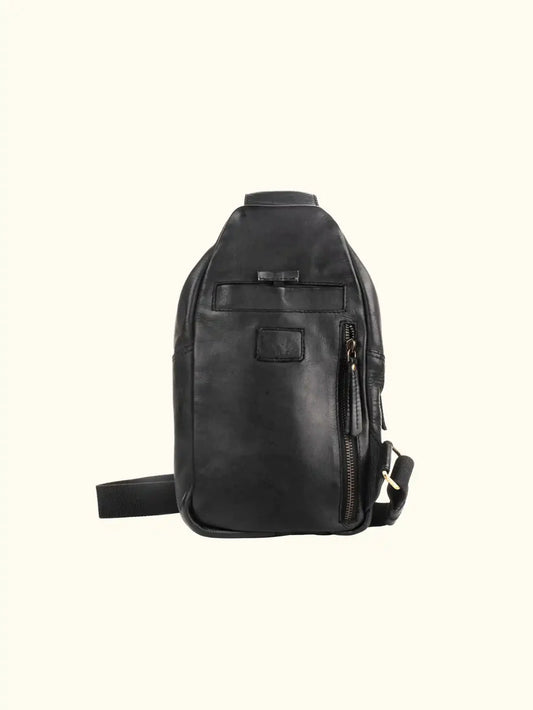 Milo Martina Leather Sling Backpack in Black