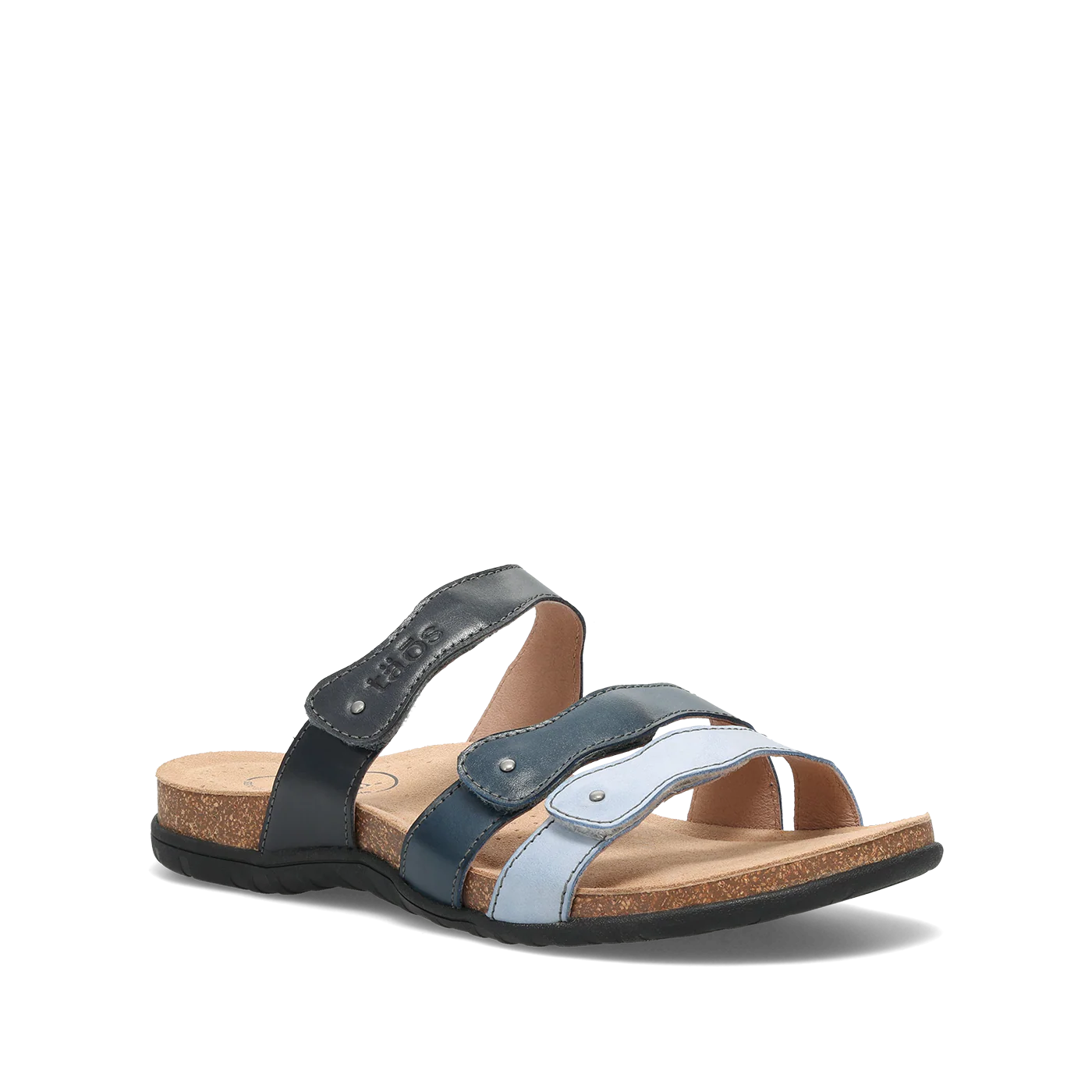 Taos Women's Scribble Slip On Slide Sandal in Blue Multi