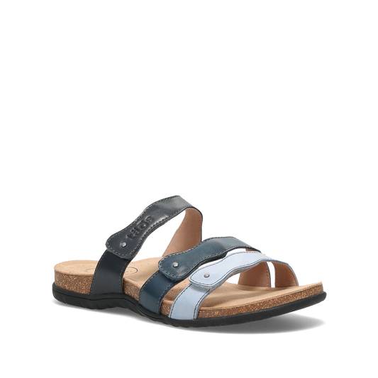 Taos Women's Scribble Slip On Slide Sandal in Blue Multi