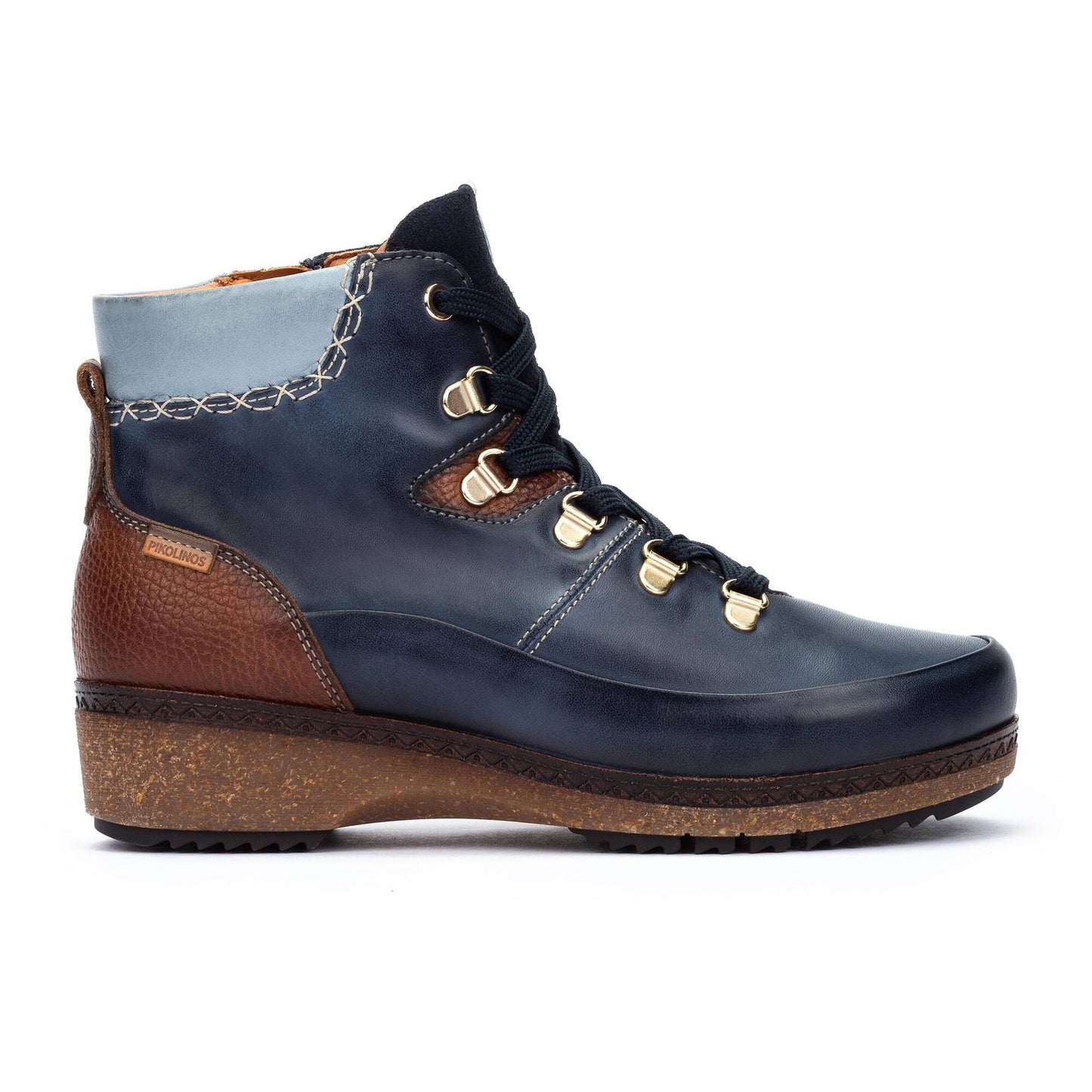 Pikolinos Women's Granada Side Zip Lace Boot in Blue