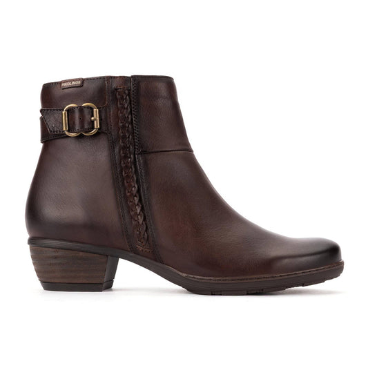 Pikolinos Women's Utiel Low Side Zip Heeled Boot in Caoba