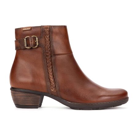Pikolinos Women's Utiel Heeled Side Zip Leather Ankle Boot in Cuero