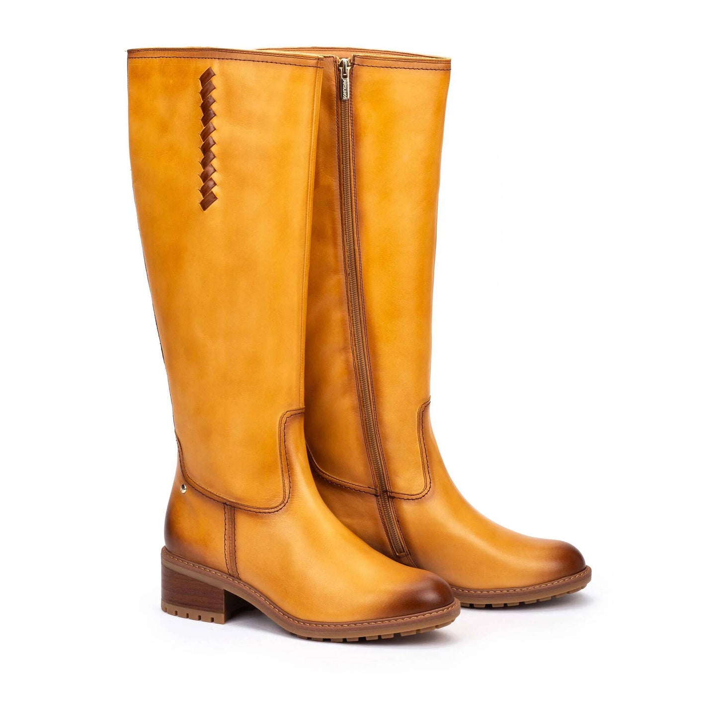 Pikolinos Women's Medina Tall Leather Heeled Boot in Almond