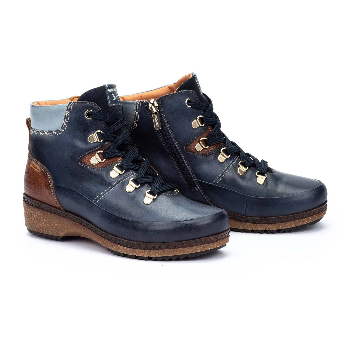 Pikolinos Women's Granada Side Zip Lace Boot in Blue