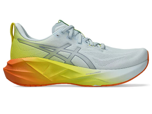 Asics Men's Novablast 5 Sunny Sizzle Sneaker in Sky/Lemon Spark