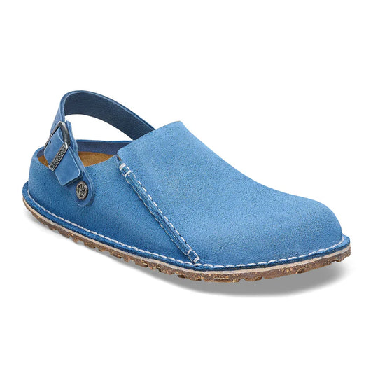 Birkenstock Women's Lutry Premium Suede Leather Clog in Elemental Blue