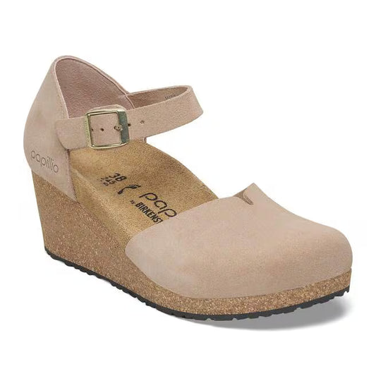 Birkenstock Women's Mary Closed Toe Wedge Sandal in Warm Sand