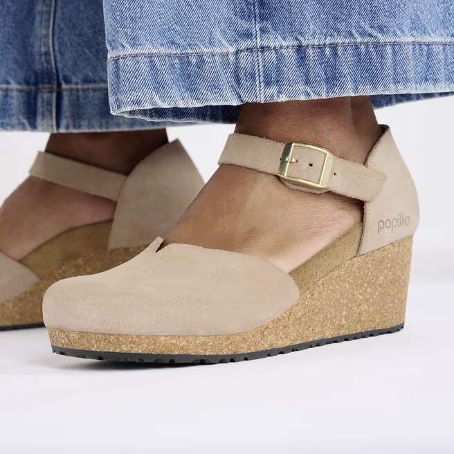 Birkenstock Women's Mary Closed Toe Wedge Sandal in Warm Sand