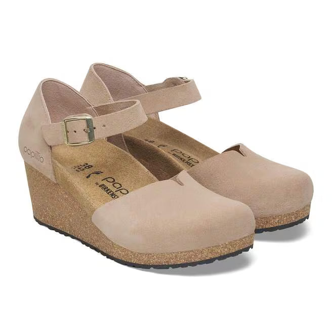 Birkenstock Women's Mary Closed Toe Wedge Sandal in Warm Sand