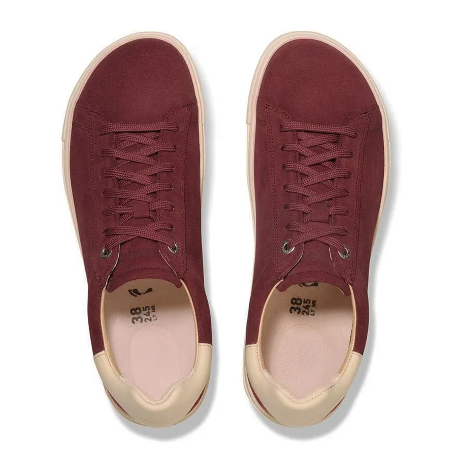 Birkenstock Women's Bend Low Suede Leather Lace Sneaker in Zinfandel/Eggshell