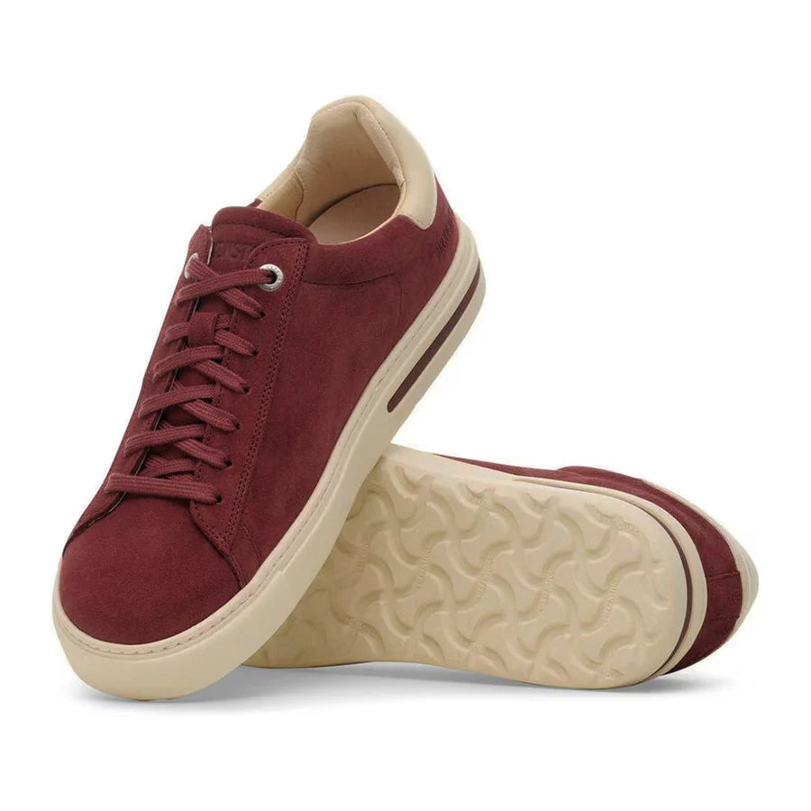 Birkenstock Women's Bend Low Suede Leather Lace Sneaker in Zinfandel/Eggshell