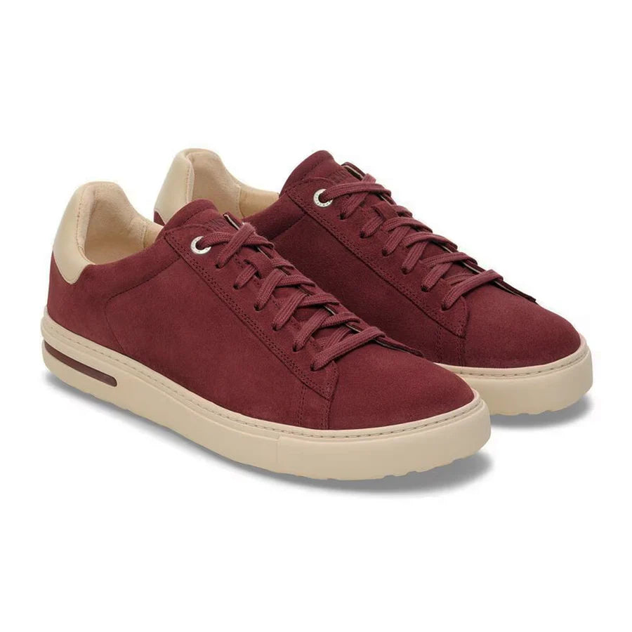 Birkenstock Women's Bend Low Suede Leather Lace Sneaker in Zinfandel/Eggshell