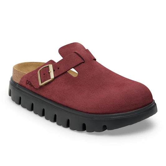 Birkenstock Women's Boston Chunky Suede Leather Clog in Zinfandel